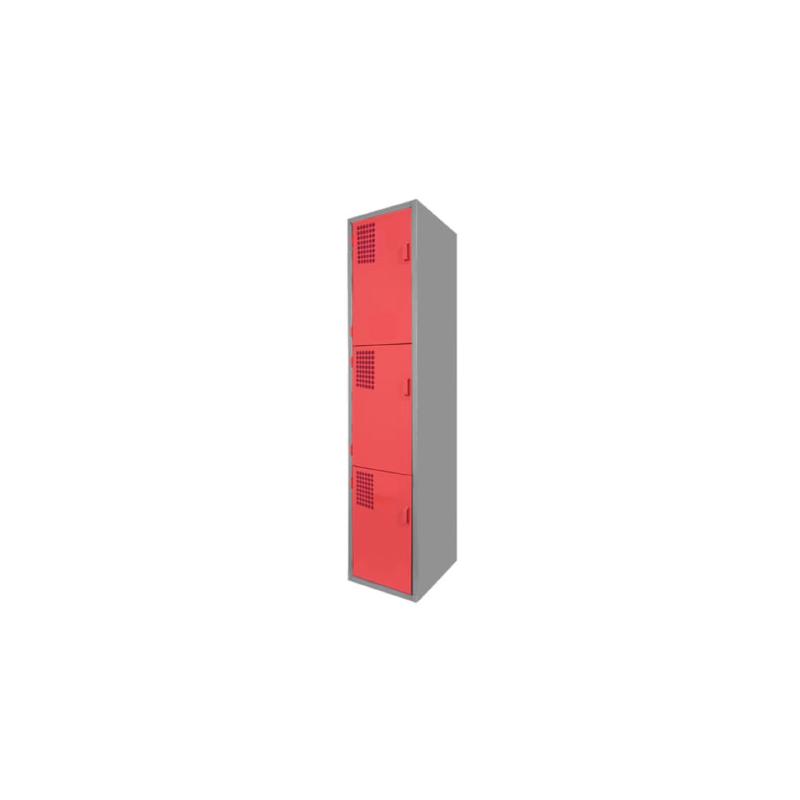 Locker Color Rojo - 3 Puertas